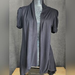Black Short Sleeve Open Cardigan